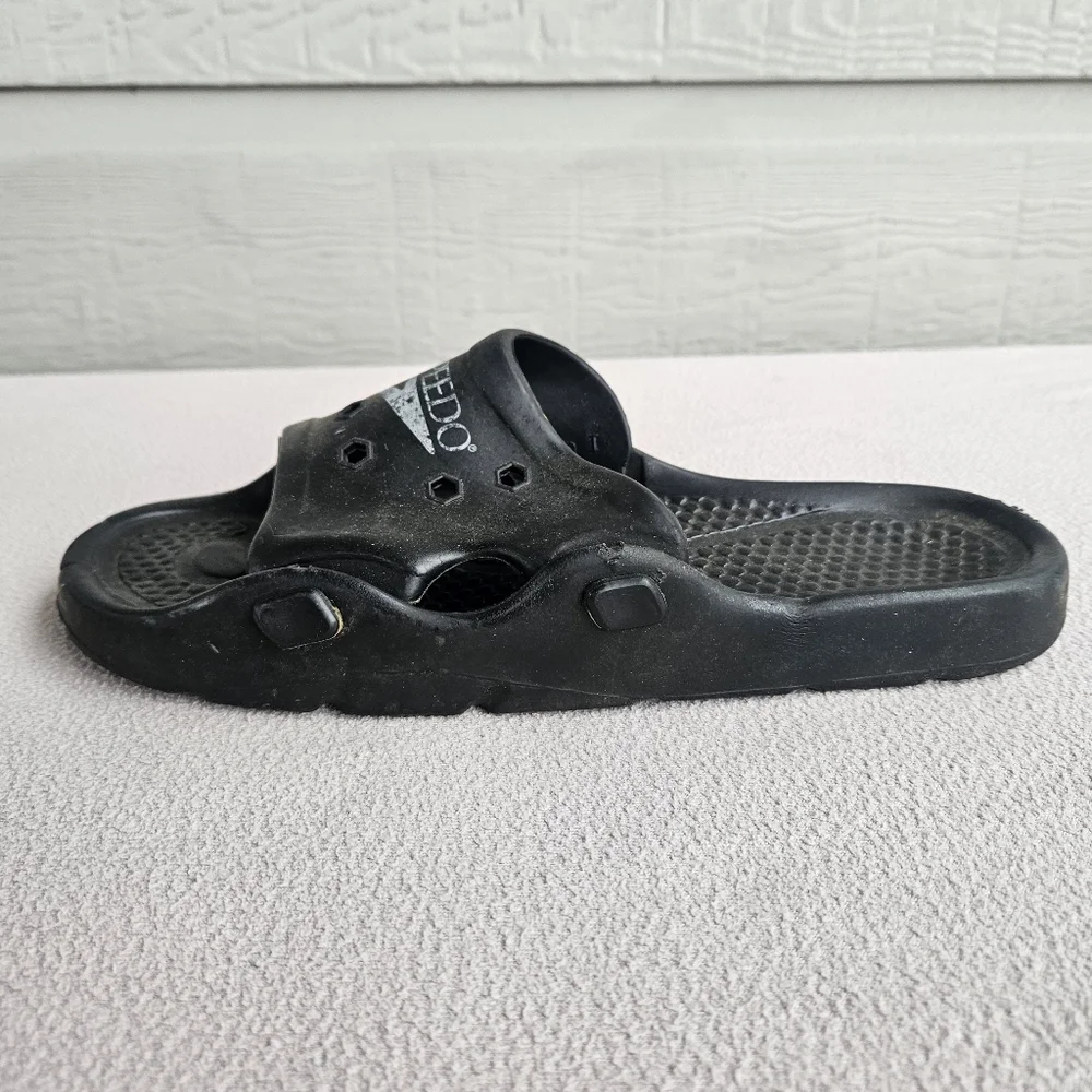 Speedo Slides Sandals Men SZ 11 Black Slip-On Rubber Waterproof Quick Dry